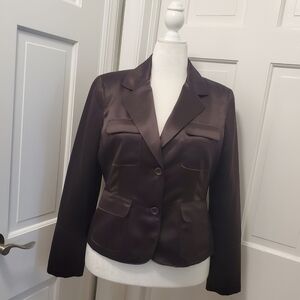 EC Axcess Liz Claiborne Brown Sateen Feel Blazer Size 14, Chic, City, Stylish